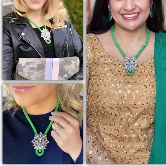 Stella & Dot | VividGreen Crystal LTD Edition ‘Know the Ropes’ Jeweled N… - Picture 2 of 8